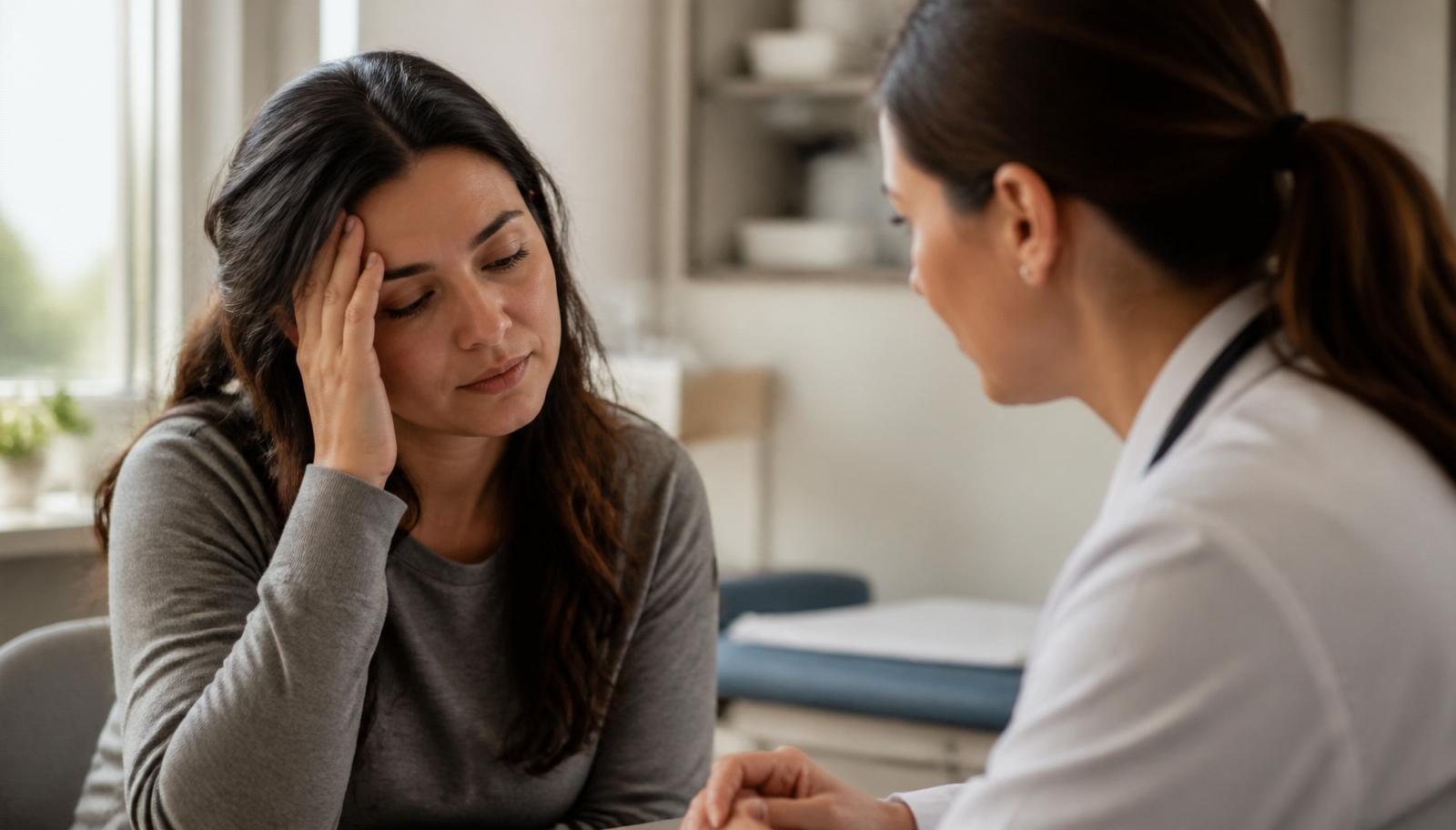 A doctor listening attentively to a patient experiencing a headache
